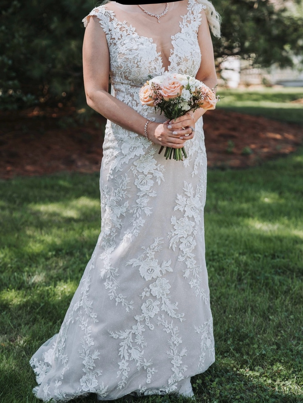 Olivia Bottega Nude Lace Mermaid Wedding Dress “Airis” Sparkly 10-12 (custom)